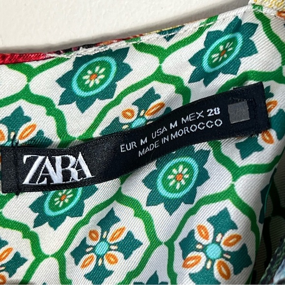 Zara Patchwork Printed Jumpsuit Multicoloured Size Medium Wide Leg Belted Satin - Picture 11 of 16